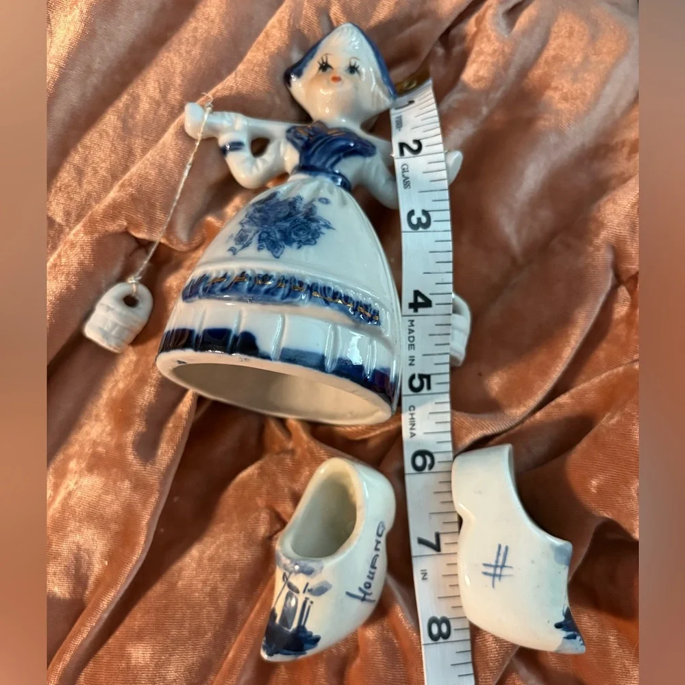 Delft Holland Milk Maid Netherlands Ceramic Clogs Antique
